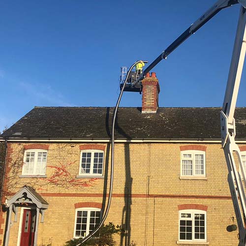 Cherry Picker flue liner installation