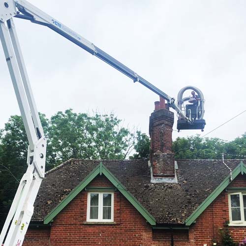 Cherry Picker flue liner installation