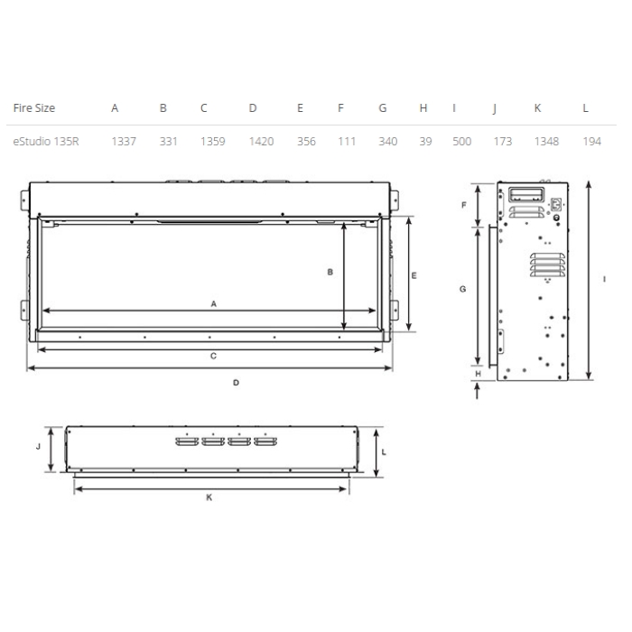 Gazco eStudio 135R Inset Electric