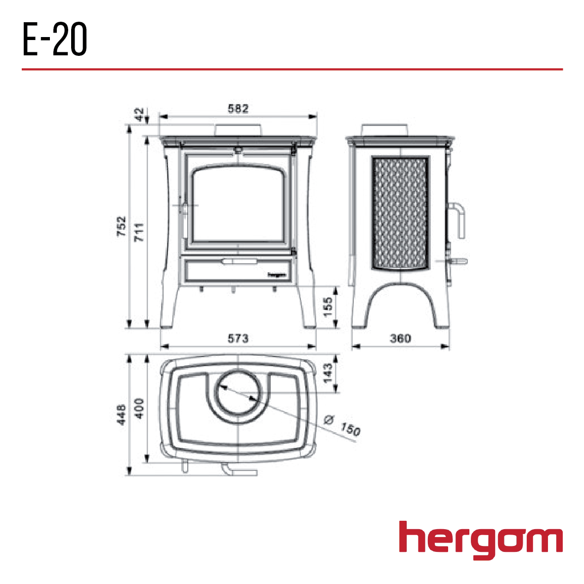 Hergom E20 NS Woodburning Stove Stoves Man Ltd