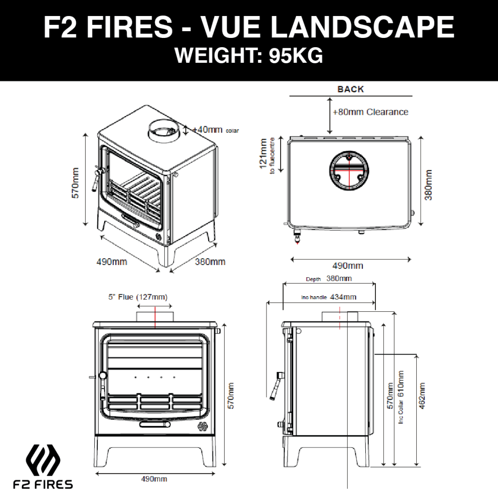 F2 Fires Vue Landscape Multifuel Stove Stoves Man Ltd
