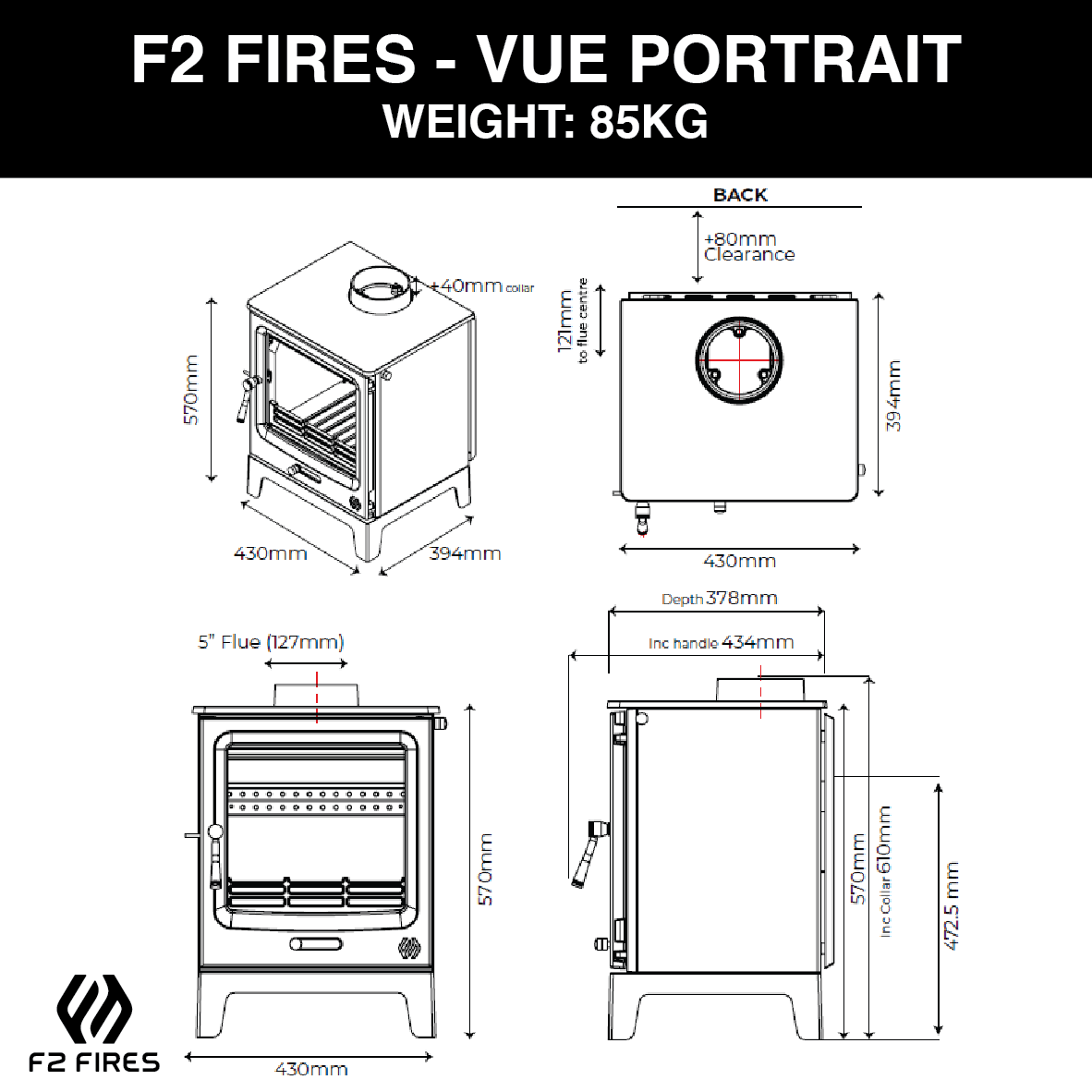 F2 Fires Vue Portrait Multifuel Stove Stoves Man Ltd