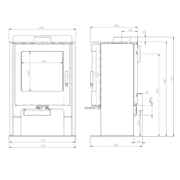 Mendip Churchill 5 SE Convection Dual Control Logstore Woodburning/Multifuel Stove - Image 2