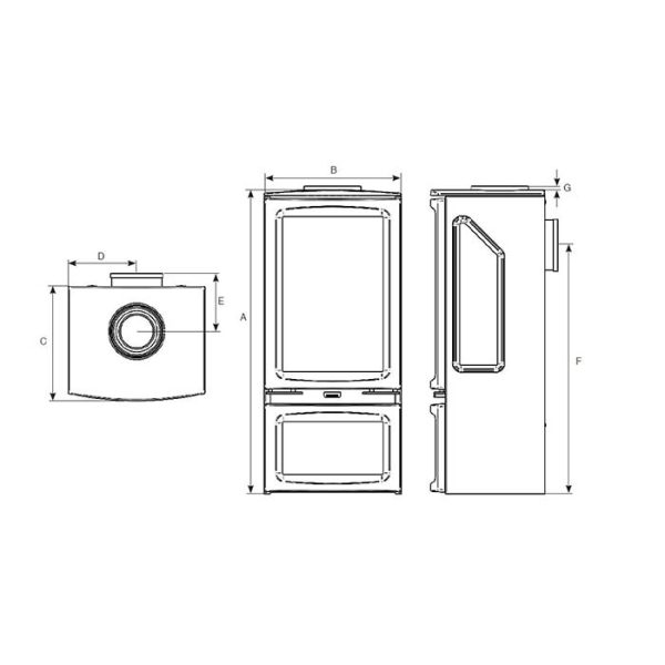 Gazco Vogue Midi T (3-sided) Conventional Flue Nat Gas - Image 5