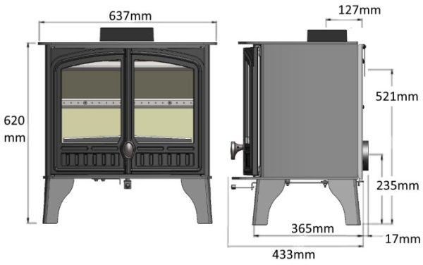 Hunter Herald 8 Woodburning Stove (double door) - Image 4
