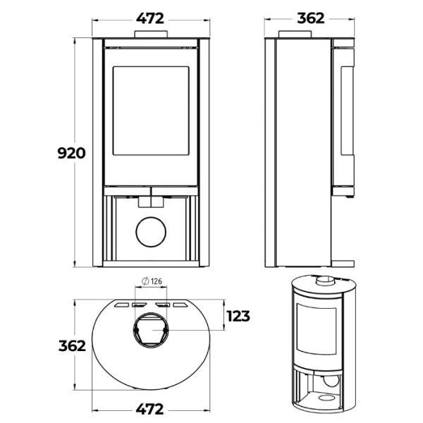 Mi-Fires Ovale Low Wood Burning Stove - Image 6