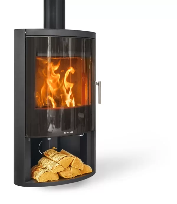 Opus Harmony Woodburning/Multifuel Stove with full Glass Door and Logstore