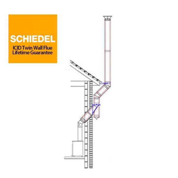 External Bungalow Twin Wall Top Exit Chimney Flue System-6inch Black-Schiedel ICID-for Stoves with a 5inch Outlet