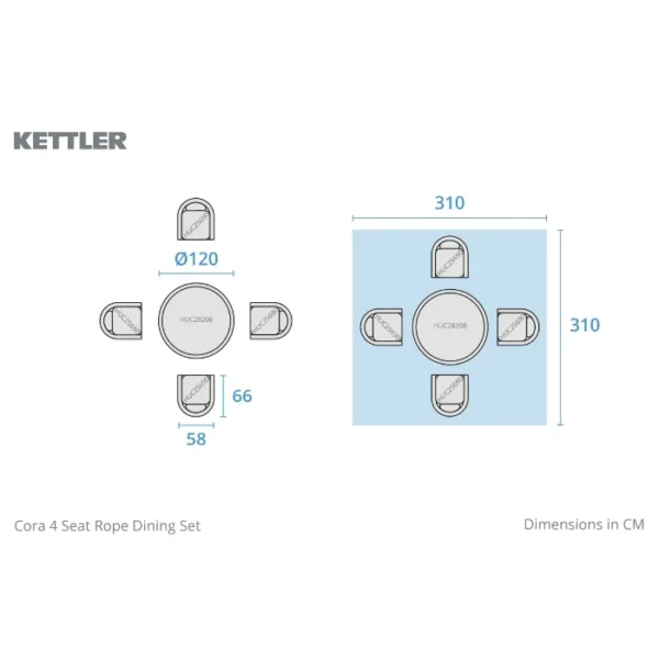 Kettler Cora 4 Seater Round Dining Set - Image 9