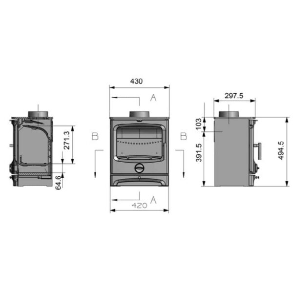 Amari Ecoflame 1 Multifuel Stove With Schiedel Fitting Kit - Image 4