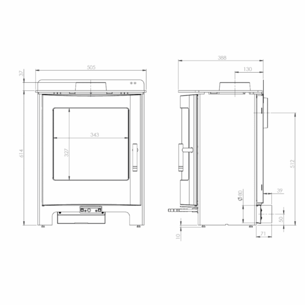 Mendip Churchill 5 SE Dual Control Woodburning/Multifuel Stove - Image 4
