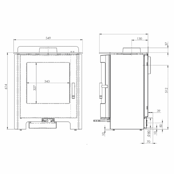 Mendip Churchill 5 SE Convection Dual Control Woodburning/Multifuel Stove - Image 2