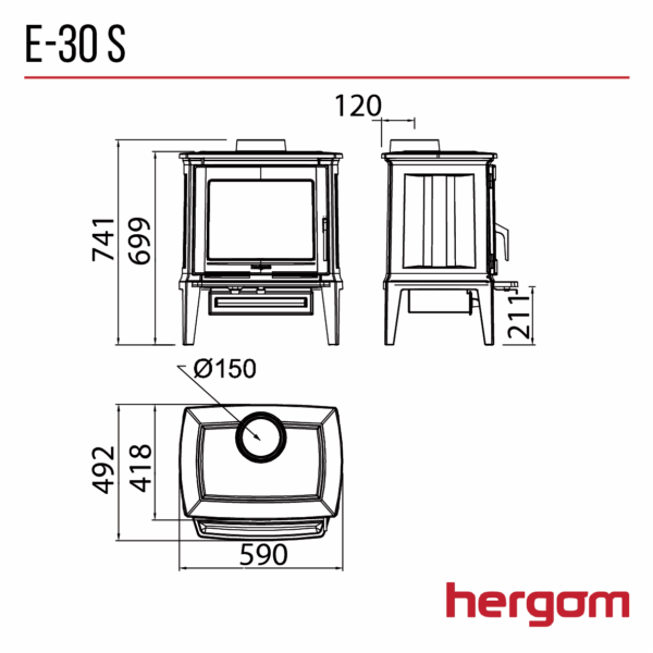 Hergom E30 Small Woodburning Stove - Image 3