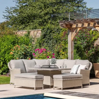 Gallery Holton Corner Square Dining Set With Fire Pit