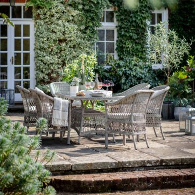 Gallery Menton 6 Seater Oval Dining Set Stone