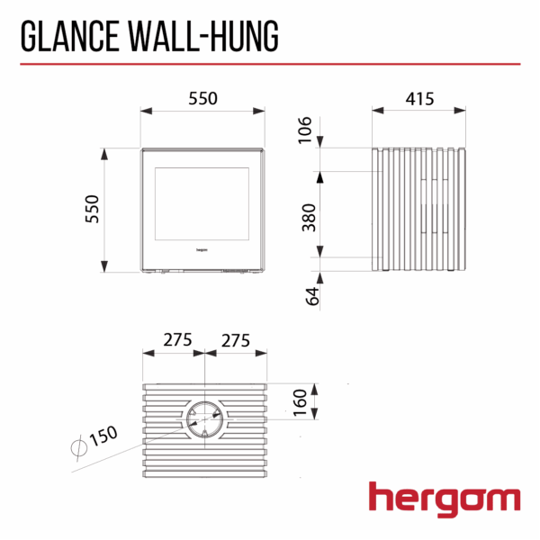 Hergom Glance Wall Hung Woodburning Stove - Image 5
