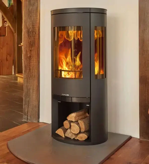 Opus Trio Woodburning Stove with Logstore - Image 2
