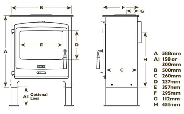 Portway P2 Contemporary Freestanding Multifuel Stove - Image 5
