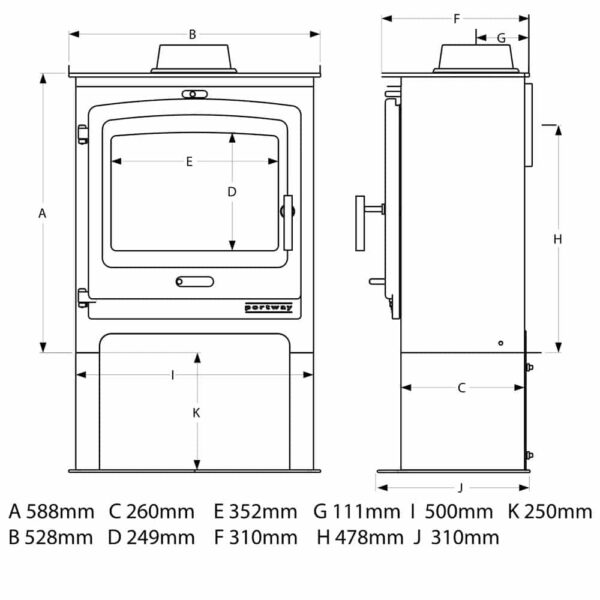 Portway P2 Contemporary Freestanding Multifuel Stove - Image 6