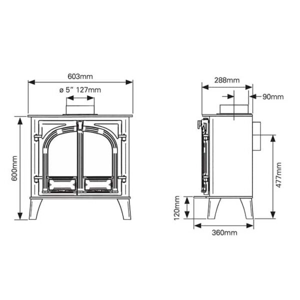 Stovax Stockton 5 Wide Double Door Multifuel - Image 2