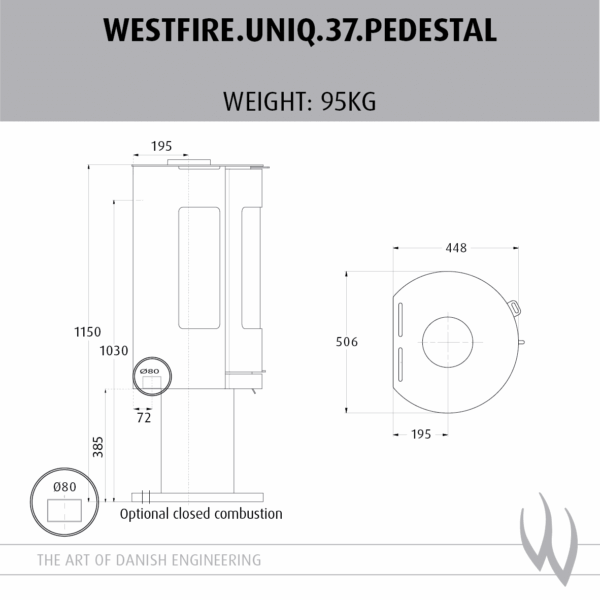 Westfire Uniq 37 Pedestal 1 SE Woodburning Stove - Image 2