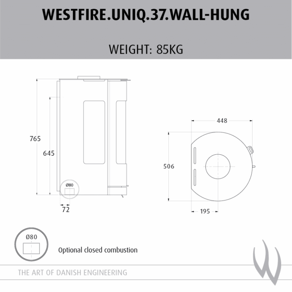 Westfire Uniq 37 SE Wall Hung Woodburning Stove - Image 2