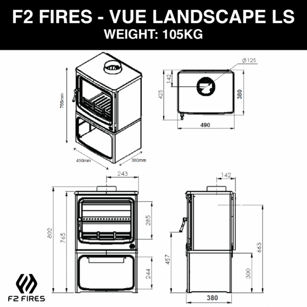 F2 Fires Vue Landscape with Logstore Multifuel Stove - Image 4