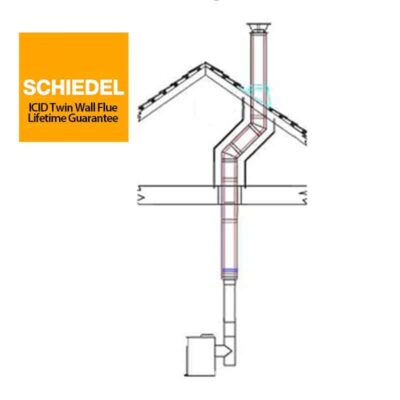Internal Bungalow Twin Wall Rear Exit Chimney Flue System-6inch Black-Schiedel ICID-for Stoves with a 5inch Outlet