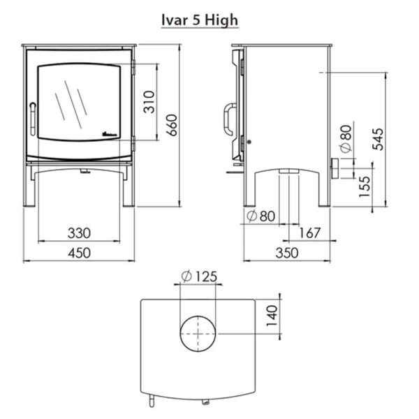 Dik Geurts Ivar 5 Freestanding Woodburning/Multifuel Stove - Image 9