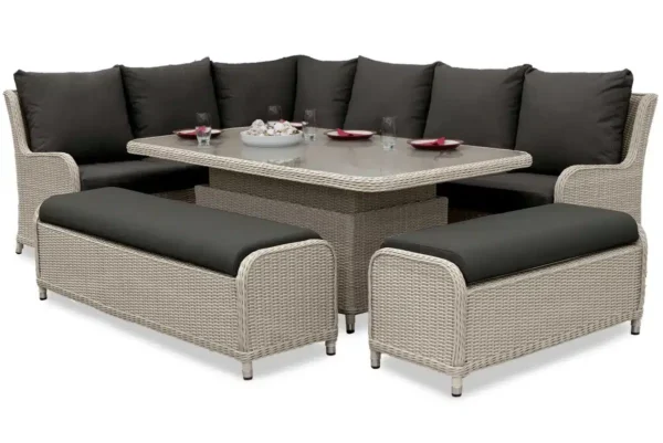Nova Avery Grande Right Hand Corner Sofa Lounge Dining Set with Rectangular Rise And Fall Table