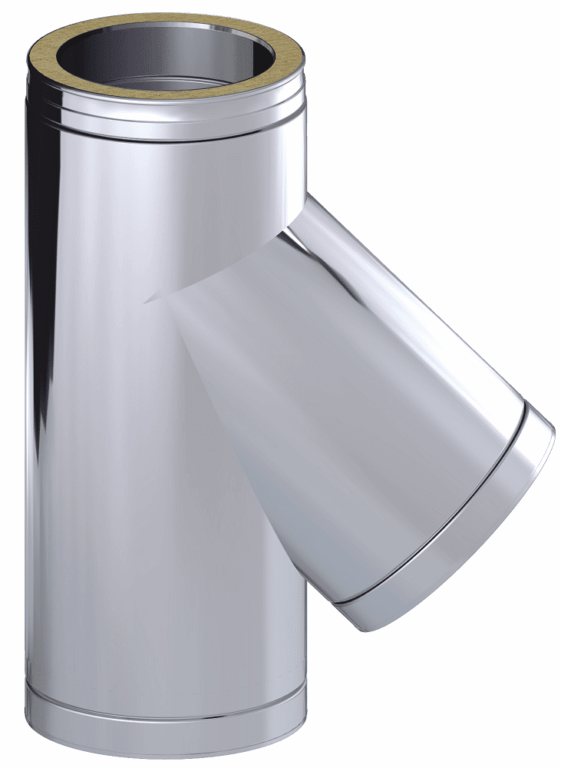Dinak DW Design Twin Wall Flue 135 Degree Tee Stainless Steel