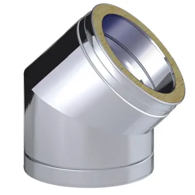 Dinak DW Design Twin Wall Flue 45 Degree Elbow Stainless Steel