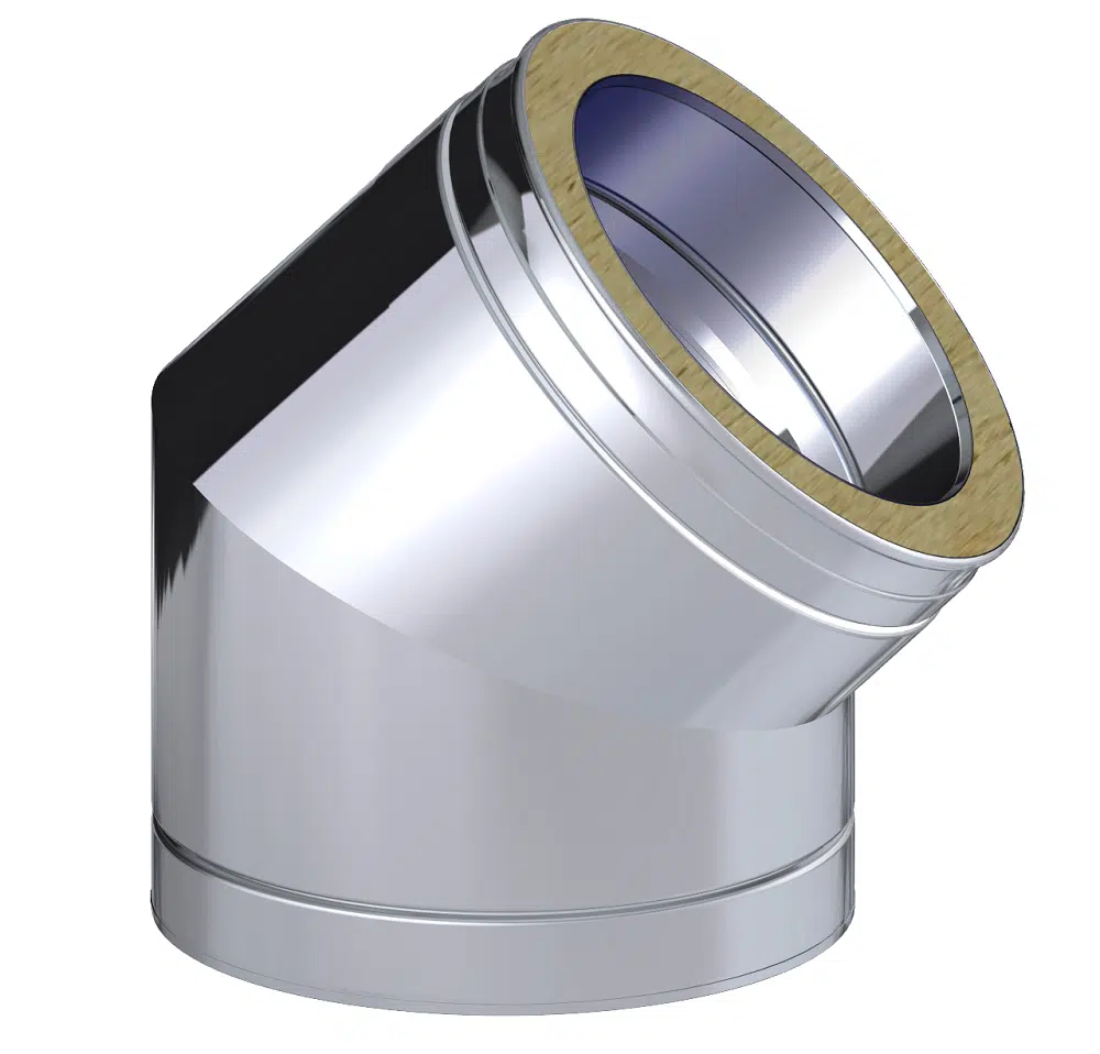 Dinak DW Design Twin Wall Flue 45 Degree Elbow Stainless Steel