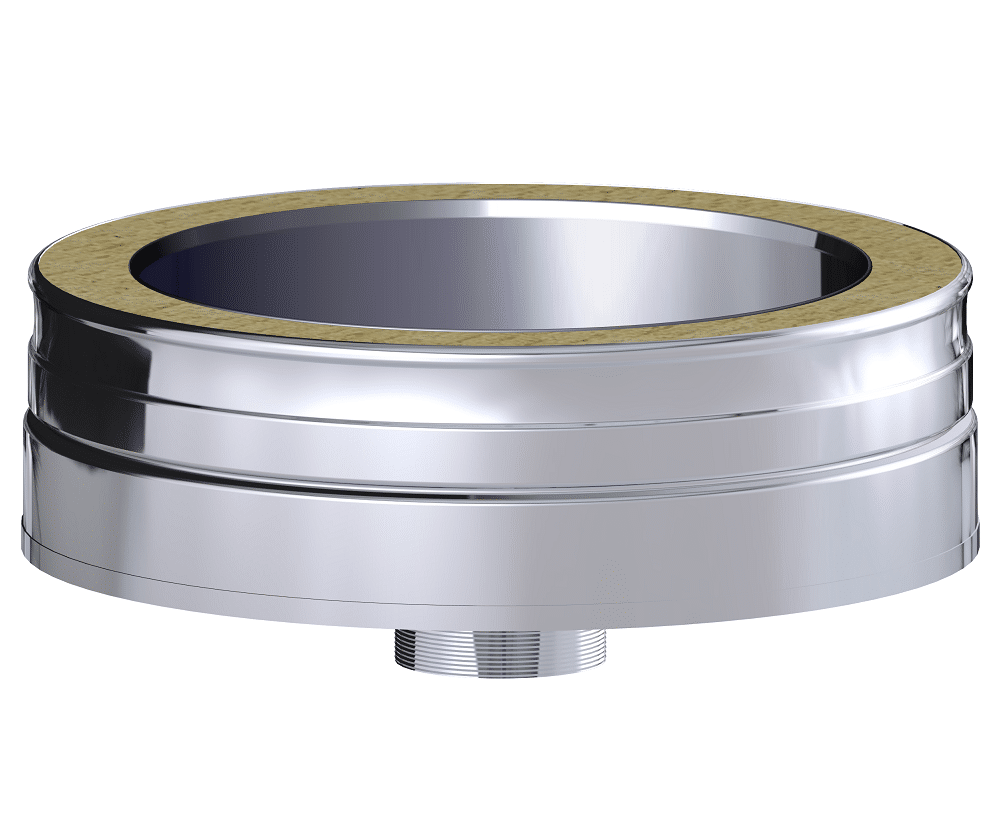 Dinak DW Design Twin Wall Flue Soot Collector With Drain Stainless Steel