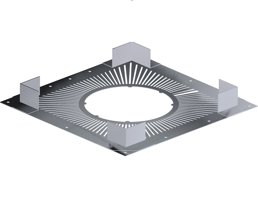 Dinak DW Design Twin Wall Terminal Ventilated Firestop Plate G60 Stainless Steel