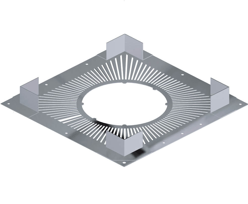 Dinak DW Design Twin Wall Terminal Ventilated Firestop Plate G80 Stainless Steel
