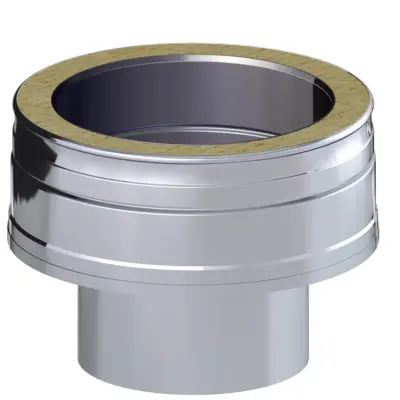 Dinak DW Design Twin Wall Short Insulated Flat Adaptor From Single To Double Wall Stainless Steel