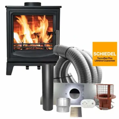 Amiya Ecoflame 3 Woodburner Stove With Schiedel Fitting Kit