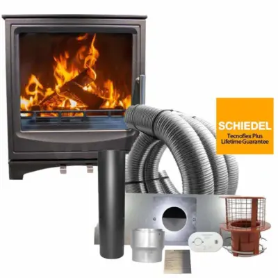 Anya Ecoflame 2 Widescreen Multifuel Stove With Schiedel Fitting Kit