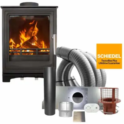 Azari Ecoflame 2 Mini Multifuel Stove With Schiedel Fitting Kit