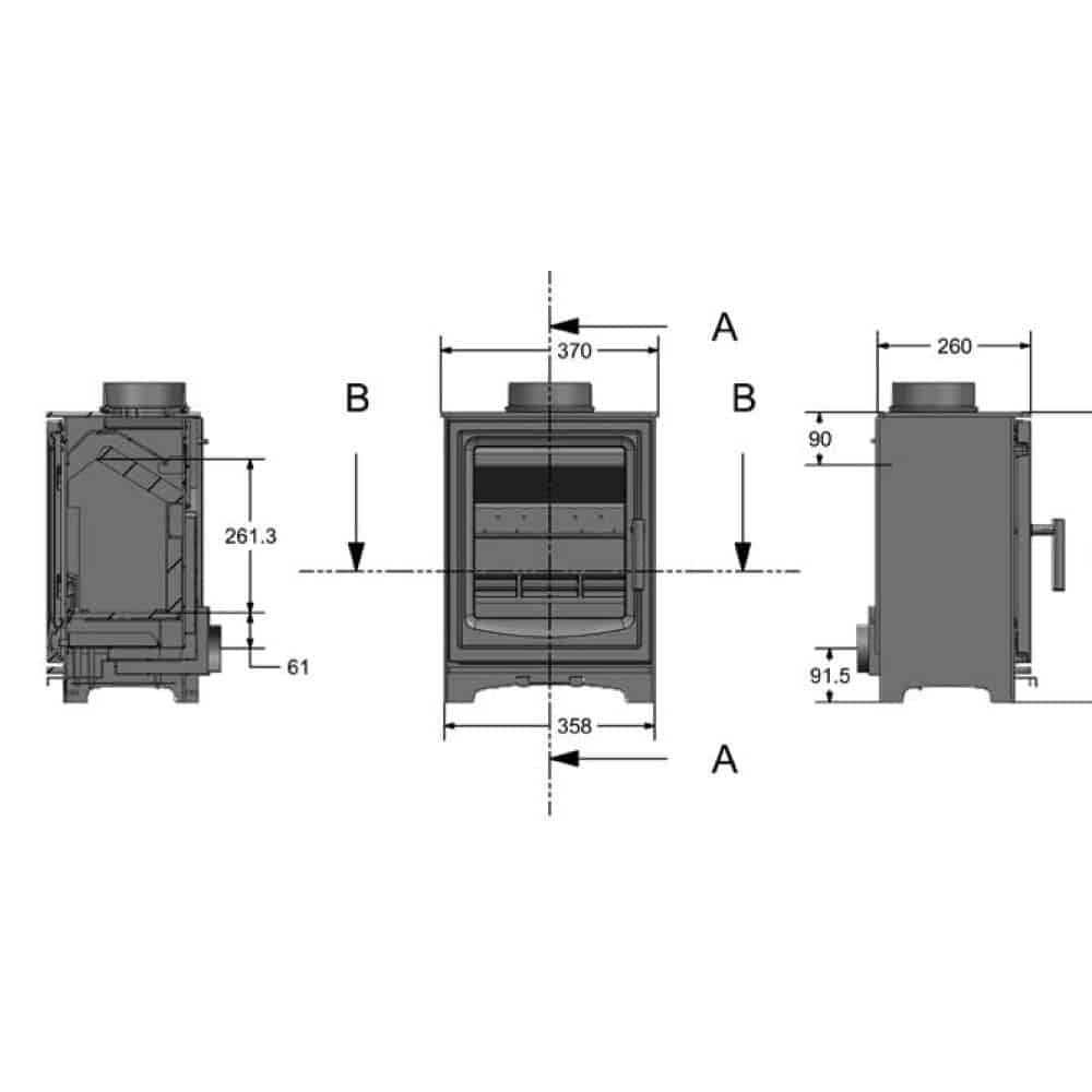 Azari Ecoflame 2 Mini Multifuel Stove With Schiedel Fitting Kit - Image 2