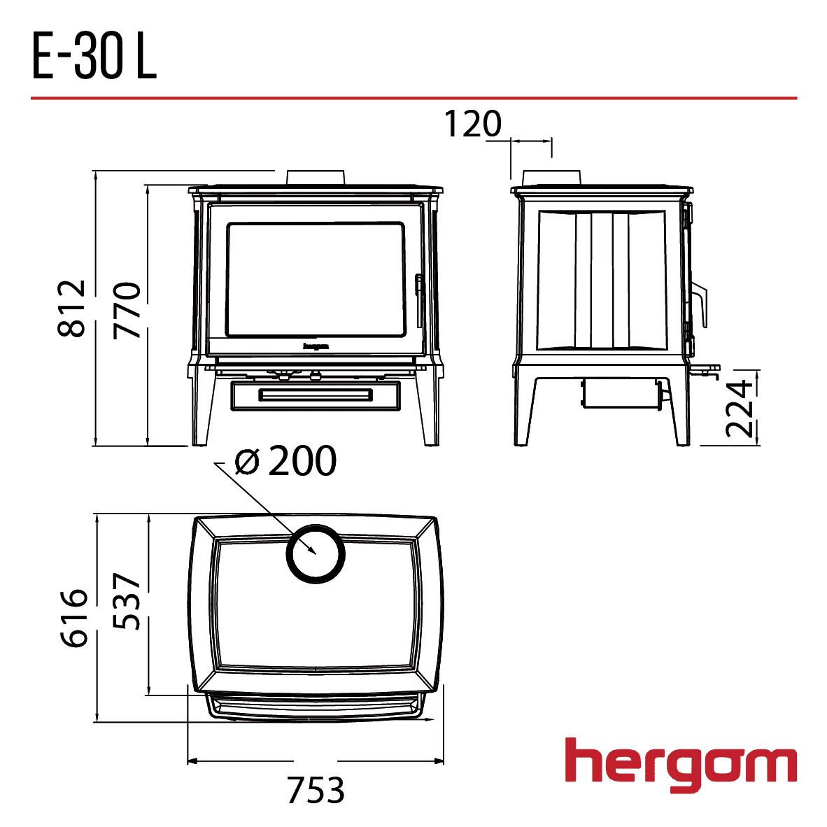 Hergom E30 Large Woodburning Stove - Image 3
