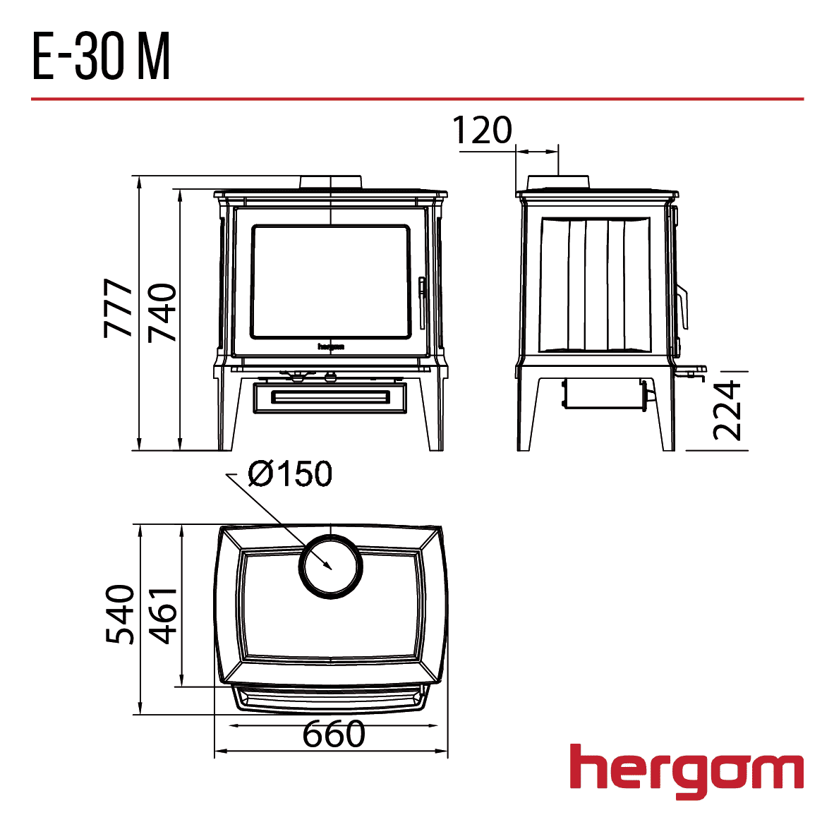 Hergom E30 Medium Woodburning Stove - Image 3