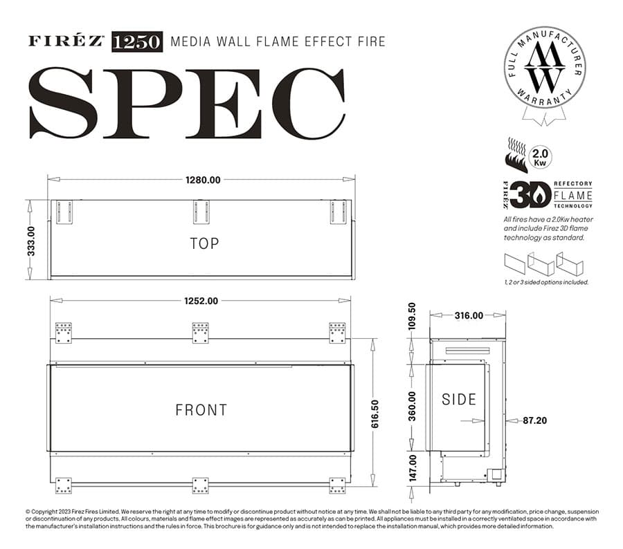 Firez 1250 Inset Electric Fire - Image 4