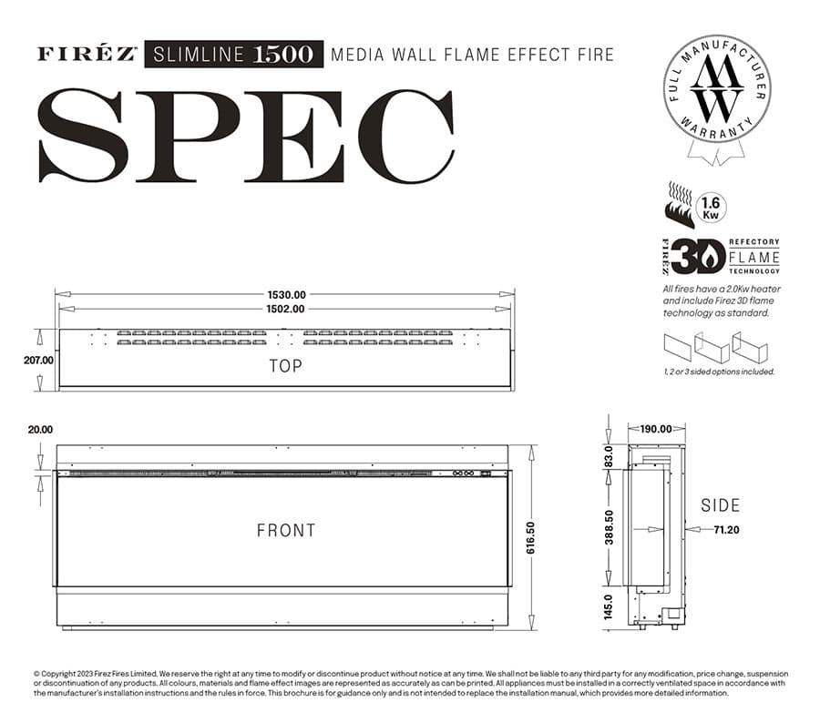 Firez 1500 Slimline Inset Electric Fire - Image 4