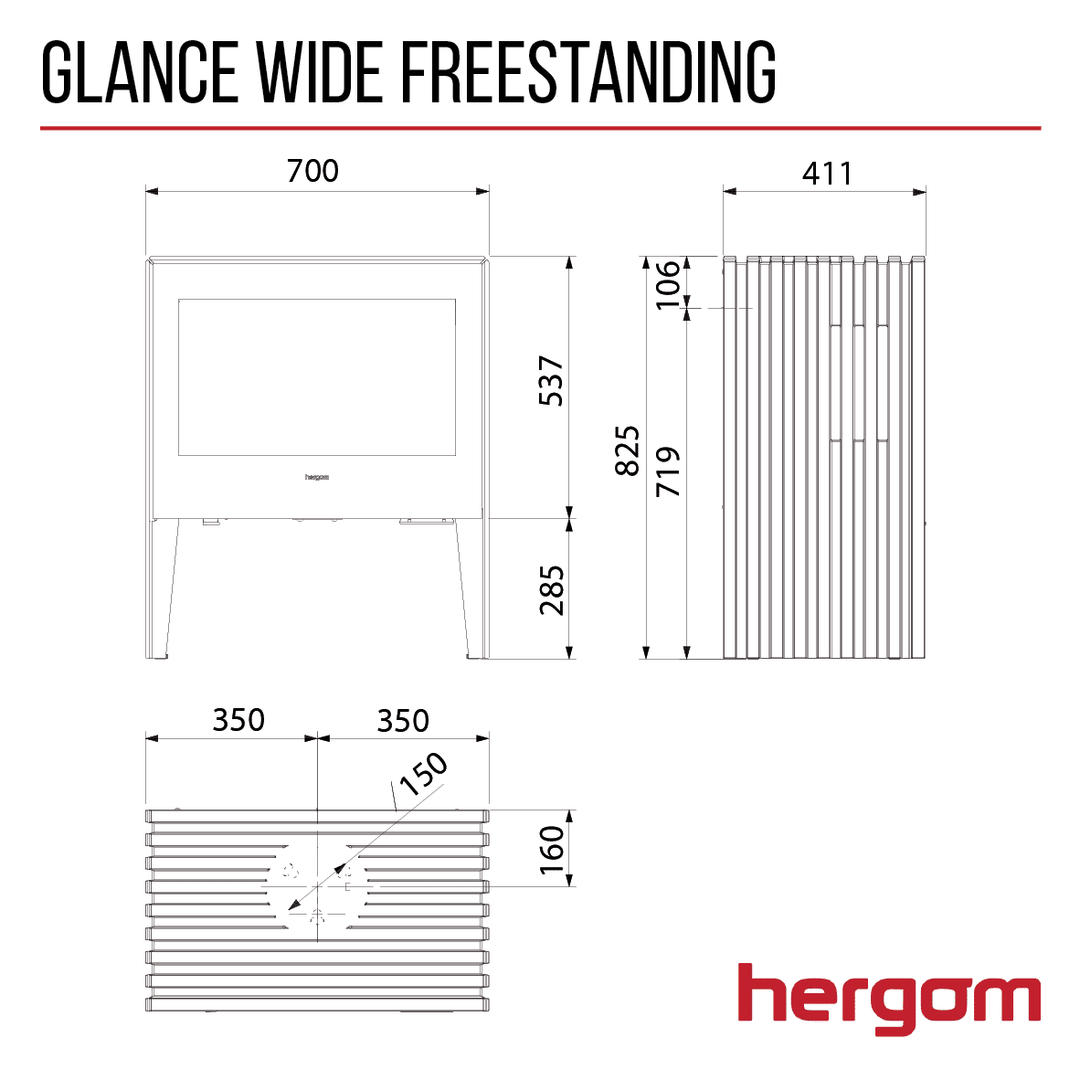 Hergom Glance Wide Woodburning Stove - Image 4