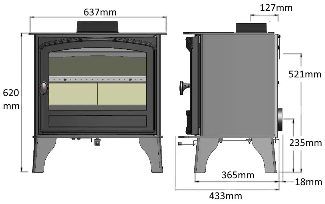 Hunter Herald 8 Woodburning Stove (single door) - Image 4
