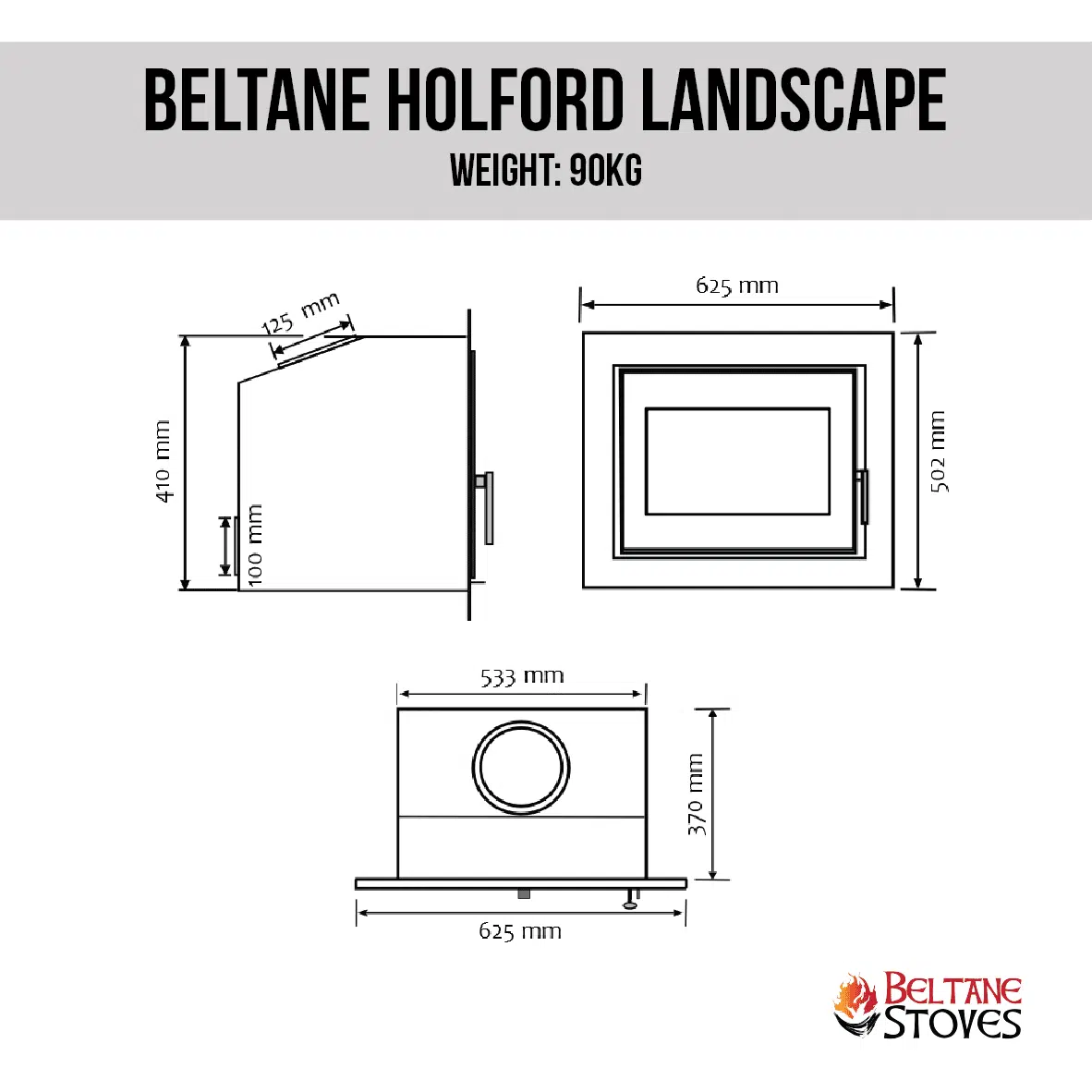 Beltane Holford Landscape Inset Woodburning Stove - Image 3