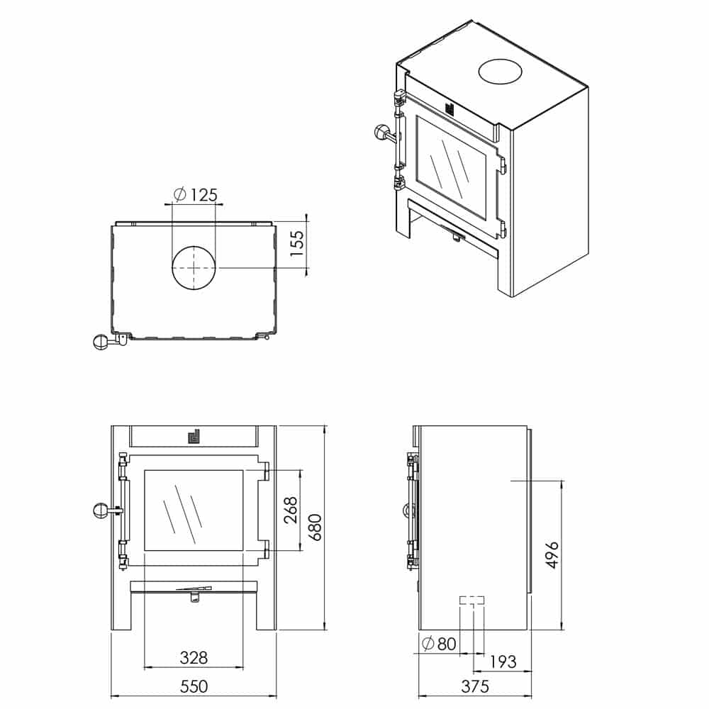 Dik Geurts Jannik Medium Freestanding Woodburning Stove - Image 4
