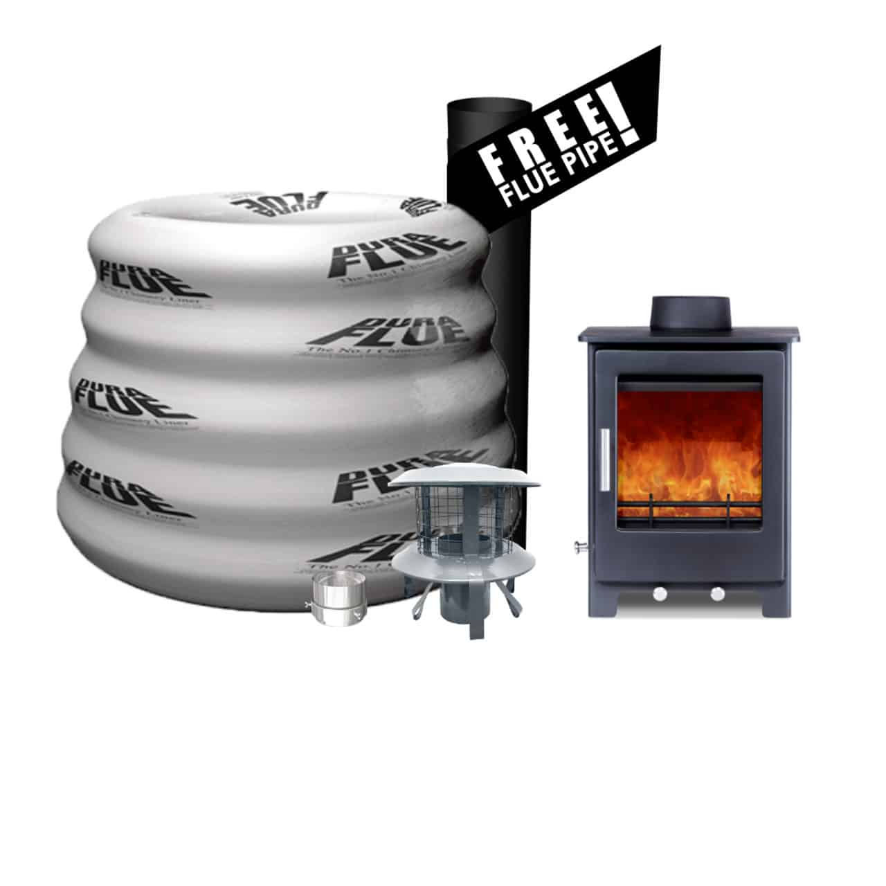 Woodford Lowry 5 with 10m of 316 5 Inch Dura Flue Pack
